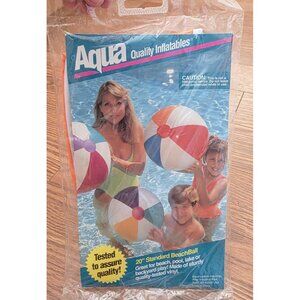 Aqua Inflatable Beach‎ Ball 1993 New In Package 20" Round 6 Panel Vintage